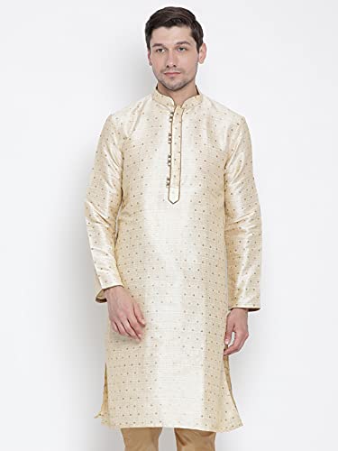 Image of VASTRAMAY Men's Blue Cotton Silk Blend Kurta
