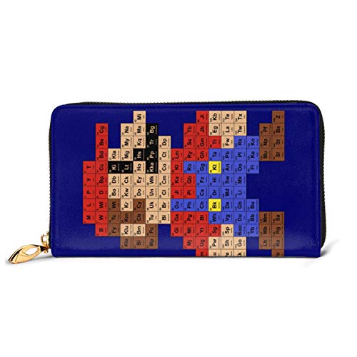 Preisvergleich Produktbild Mario Periodensystem Geldbörse, RFID-blockierend, Echtleder, Reißverschluss, Kartenhalter, Organizer Clutch