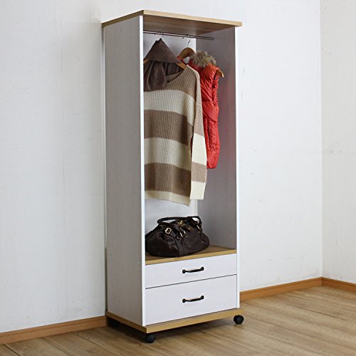 MiHAMAの家具 ハンガーラック キャスター付き 幅60 引き出し チェスト 北欧 木製 おしゃれ 子供 姿見 スリム クローゼット コートハンガー リビング 棚付き 頑丈 奥行40 高さ156 BLH-C