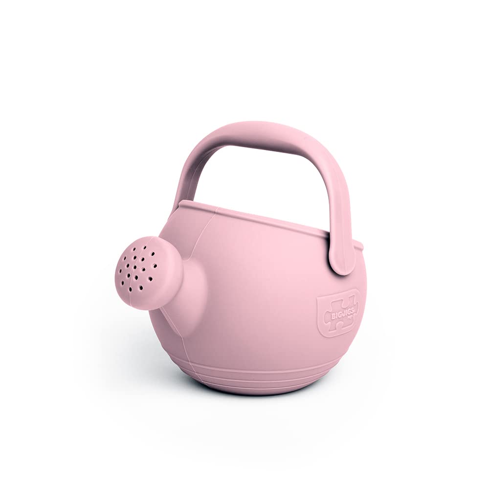 Bigjigs Toys Blush Pink 100% Silicone Childrens Watering Can - Temperature & Stain-Resistant Watering Can Kids, Easy Grip Handle, Sustainable Silicone Toys, Ideal Outdoor Toys & Beach Toys