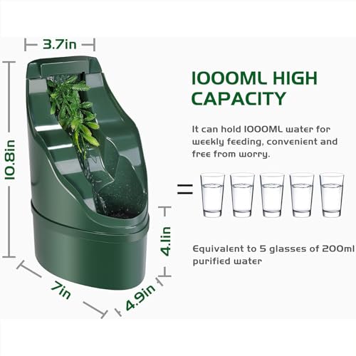 Fuente automática para reptiles, dispensador de agua de 1 litro con volumen ajustable, bajo consumo de energía para dragones barbudos, iguanas, ranas y gecos