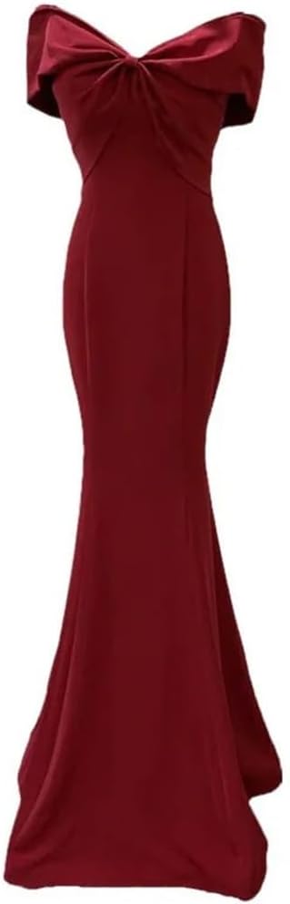 Amazon.com: FANCUF Burgundy Bridal Wedding Party Dress V Collar Bow ...