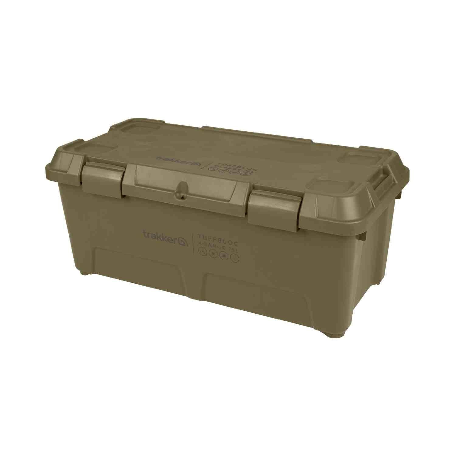 Trakker Tuffbloc Storage Box XL 75L | Robust with Reinforced Base, Corners and a Double Walled Body | Raised Lid Design Maximises Space | Integrated Locking Points | Stackable | 216126