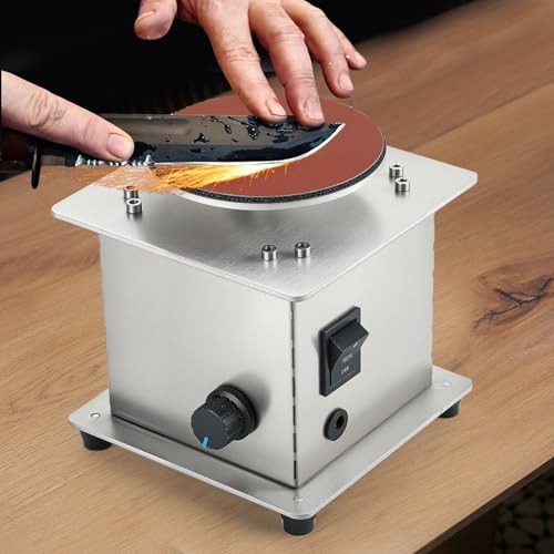 Image of Mini Tabletop Disc Sander, 4 inch Electric Bench Sanding Machine with 20 Sandpapers, Stepless Speed Control 0-6000 RPM, Forward /Reverse Switch, DIY Woodworking & Craft Tool