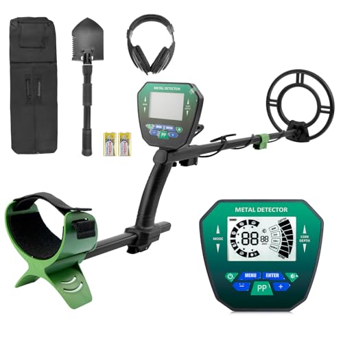Detector de Metales (Pantalla LCD), Detector de Metales Niños, Detección 25 Cm, Comprobador de Oro Subterráneo, Ajustable 90–130 Cm, Incluye Auriculares, Plegable, Bolsa, Adecuado para Playa, Jardín