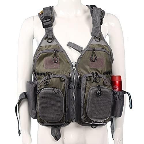 Chaleco de Kayak Ajustable y con Multipockets Alta Flotabilidad Ligero para Pesca en Río Lago y Arroyo(Green2,L)