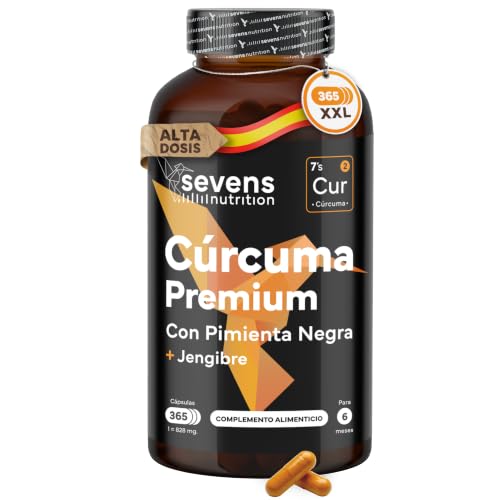 Cúrcuma con Jengibre y Pimienta Negra - 1410 mg por Dosis - 365 Cápsulas