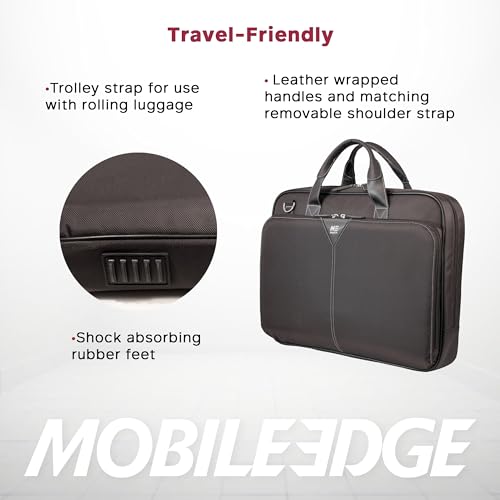 Image of Mobile Edge Select 16 inch Nylon Laptop Briefcase Bag for Men and Women, Business, Work, Travel, Compatible with MacBook 17 inch, Black, MEBCNS1