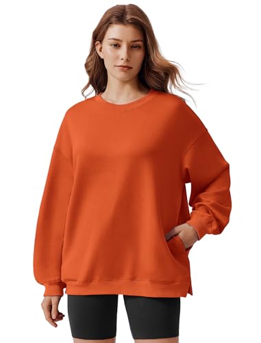 PINSPARK Sweatshirt for Women Oversized 2024 Fall Outfit Long Sleeve Y2K Pullover Top Crewneck Sweat Shirts with Side Pockets2