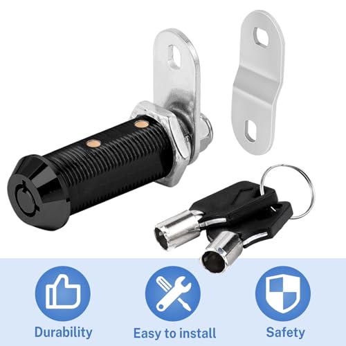 Image of Sissinda Black Cam Locks RV Storage Locks Keyed Alike, 1-1 /2 inch Fits on 1-1 /4 inch Max Door Thickness, RV Compartment Locks for Camper Trailer Cabinet Locks with Keys (Black 1-1 /2 Inch 2Pack)