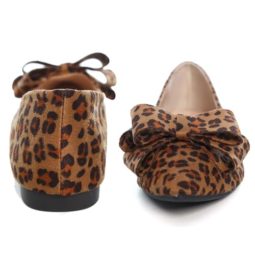 Image of SAILING LU Womens Bowknot Ballet Flats Pointy Toe Suede | Casual Flat Shoes, Dressy Wear to Work, Moccasins, Slip-Ons