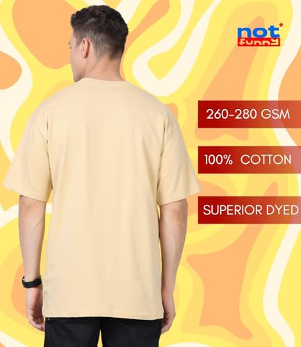 Image of Not Funny 280 GSM Pure Organic Cotton Oversized t Shirts for Men | Drop Shoulder Tshirt for Men & Boys (Available in Black, Blue, Beige,Orange & White)