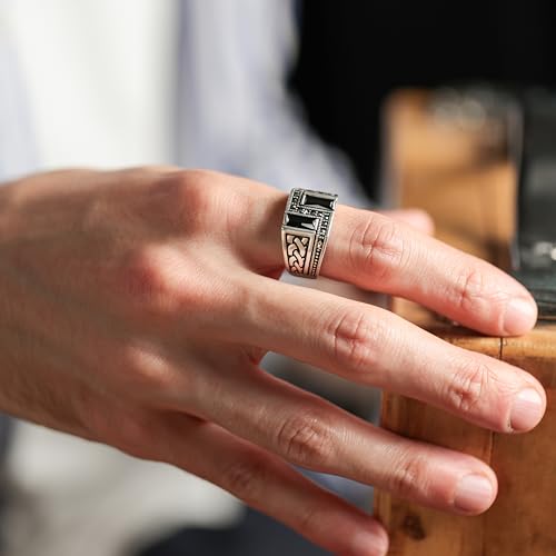 Genuine Solid 925 Sterling Silver Black Onyx Stone Handmade Statement Ring for Men2
