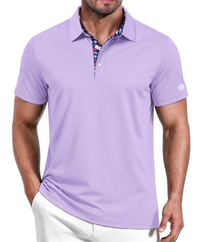 Image of ZITY Golf Shirts for Men Short Sleeve Moisture Wicking Solid Performance Designed Print Collared Casual Polo Shirt