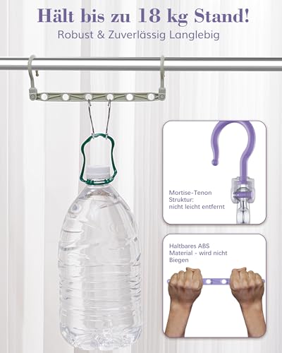 Latoxcaa Kleiderbügel Platzsparende, 8 Stück Magic Hangers mit 6 Löchern & 360° Drehung, Bunte Kleiderhaken aus Robustem Kunststoff, Schrank Organizer für Schwere Kleidung, Ideal für Mädchenzimmer