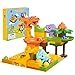Fygurso Marble Runs for Kids 4-8, Dinosaur Toys, Interactive Learning STEM Building Toys with 4 Race Track, Compatible with All Major Brands for Kids Ages 3 4 5 6 7 8+ Boys Girls Gifts (Yellow)