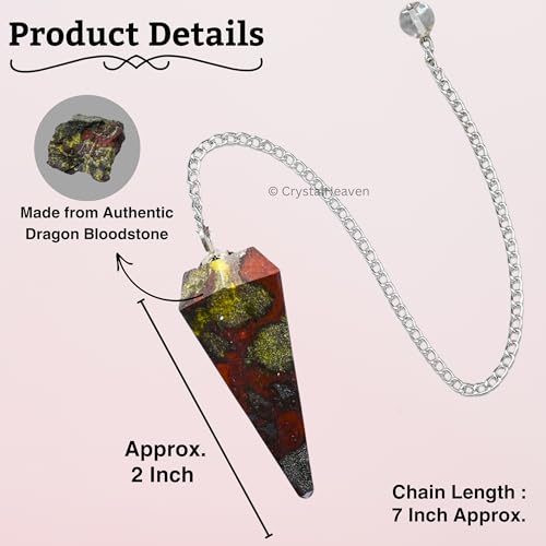 Image of Certified Dragon Bloodstone Pendulum Dowsing Tool - Natural Crystal Pendulum for Spiritual Guidance - Premium Dowser Pendulum for Accurate Divination and Energy Healing - Perfect for Energy Healing and Chakra Balancing - Handcrafted with Precision and Elegance