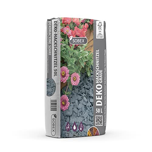 S&Garden Deko Hackschnitzel aus Kiefer - Dekorative Holzschnitzel - Rindenmulch für Garten - Besseres Wasserrückhaltevermögen - Verhindert Unkrautwuchs - Hält den Boden Feucht - 50l - Grau - 1 Stück S&Garden Deko Hackschnitzel aus Kiefer - Dekorative Holzschnitzel - Rindenmulch für Garten - Besseres Wasserrückhaltevermögen - Verhindert Unkrautwuchs - Hält den Boden Feucht - 50l - Grau - 1 Stück