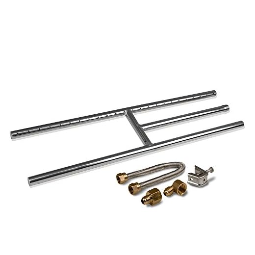 Golden Flame 24" x 6" (Natural Gas) Fire Pit and Fireplace H-Burner (304 Series SS) w/Connection kit