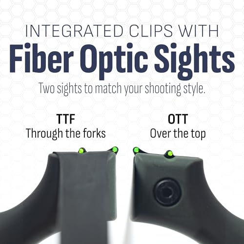 SimpleShot Scout LT2 Slingshot Bundle with Target, Steel & Clay Ammo, and 2 Band Sets, Integrated Clip Band Attachment, Fiber Optic Sights, Modular Handle Scales, Beginner to Pro (Black) by SimpleShot - Image 6