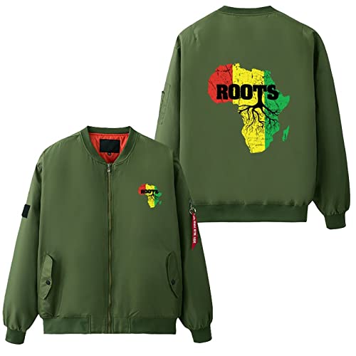 Africa Map Reggae Rasta Roots Flight Bomber Jacket Fall Winter Thicken Windbreakers Padded Coats Casual Outwear for Men2
