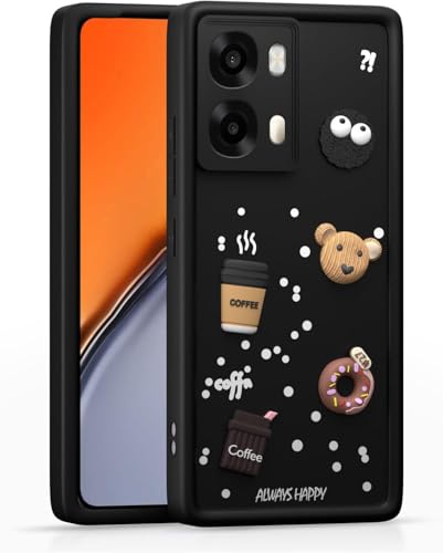 Image of Bintage Cute Fun Taddy| 3D Ball Bear| Donut| Coffee Rubber Case Full Body & Camera Protection Back Cover Compatible for Oppo A6 Pro 5G - Black