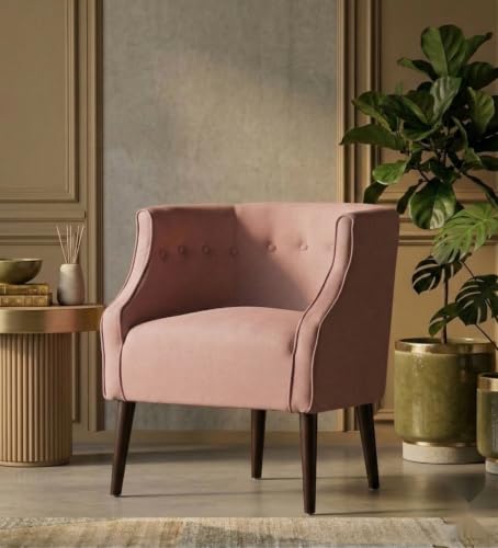 Image of Velum 3 Seater Sofa for Living Room & Office | Premium Fabric Upholstery | Solid Wood Frame | Comfortable Seating | 3 Years Warranty (Blush Pink, Chair)
