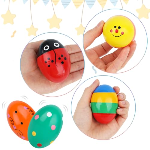 image for MCPINKY 9PCS Easter Wooden Percussion Musical Eggs,Maracas Egg Shakers