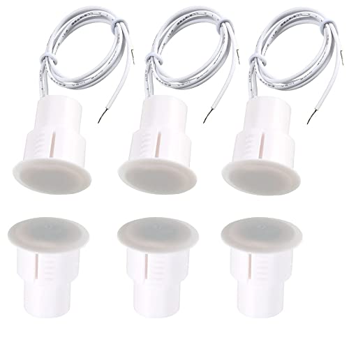 Gebildet 3pcs de Puertas de Hierro blanco Empotradas con Cable de Seguridad para Ventana, Sensor de Contacto de Puerta (Imán cerca - Conectar Circuito, Imán lejos - Romper Circuito)