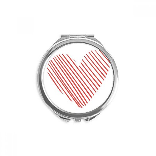 Espejo de bolsillo redondo con diseño de corazón rojo de San Valentín para maquillaje