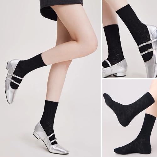 Women’s Soft Retro Floral Cotton Crew Socks For Office Commutes Durable All-Day Commutes Casual Workouts3