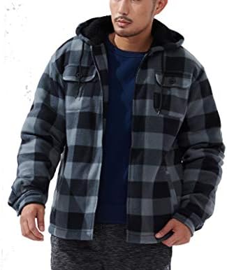 Yasumond Hoodies for Men Zipper Fleece Sweatshirt Heavy Sherpa Lined Hooded Warm Winter Coats Big Tall