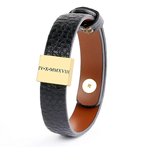 Fathers Day Gift for Men Bracelet Anniversary Gifts Graduation Gifts 2021 Personalized Leather Accessories Him Personalized Gift Genuine Leather Coordinate – MLBR