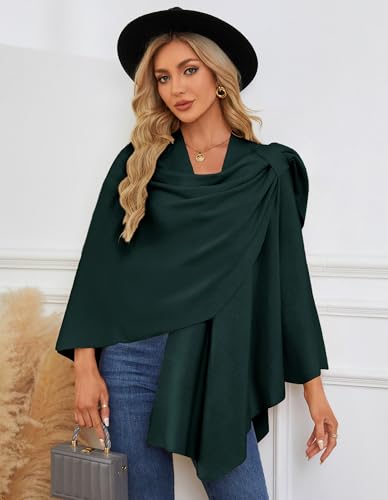 Image of PULI Womens Cross Front Poncho Shawl Wrap Elegant Wedding Formal Gift