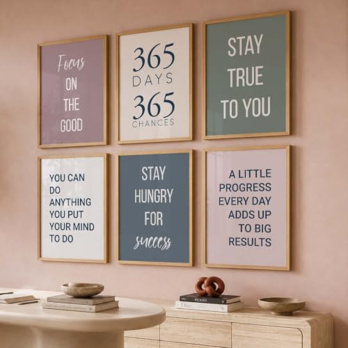 Image of kotart Motivational Quote wall Paintings with Frame for Home Decoration - Painting Living Room Bedroom Office hanging frames Set of 6 Multicolo (14X20 Inch, H)