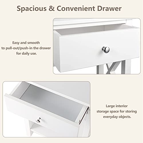 Magic Union X-Design Side End Table Night Stand Storage Shelf With Bin Drawer #TOP4