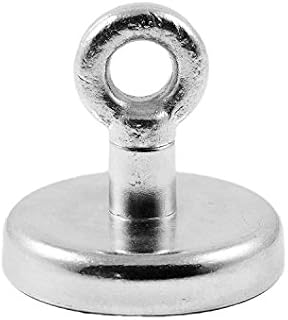 Magnetastico® | 1 piece neodymium N35 eyebolt magnet 42 mm Ø | Holding force 68.0 kilograms | Extra strong neodymium pot magnet with eyelet, magnetic eyebolt, galvanised | Clamping magnet