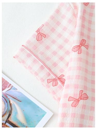 Image of Verdusa Pajamas For Women Set 2 Piece Summer Pajama Sets Cute Pjs Lounge Matching Button Shirt with Shorts