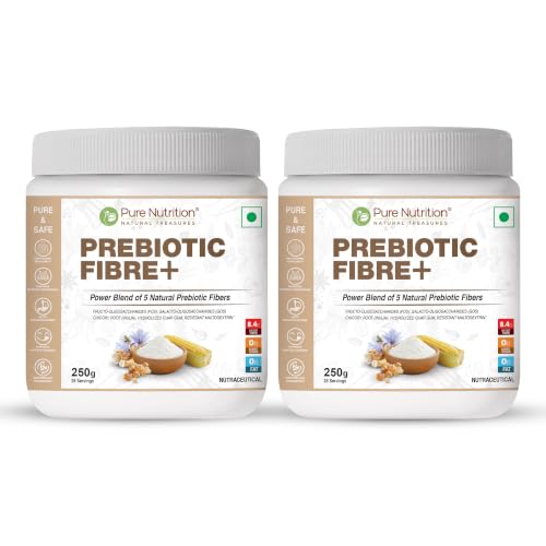 Image of Pure Nutrition Prebiotic Fiber Powder | Soluble and Insoluble fiber Supplement Powder for Gut Health & Digestion with Natural Blend of 5 Prebiotic Fibers for Digestive Health, Supports Bowel Regularity & Gut Microbiome | Zero Sugar & Zero Fat - 500g (250x2)