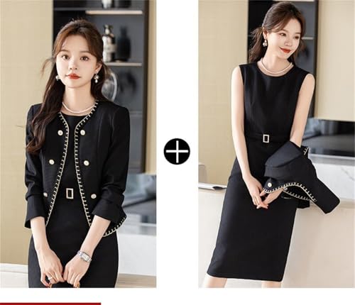 Women Business Suits 2 Piece Set Blazer and Dress Formal Ladies Office Work Jacket Coat Dresses Outfits3