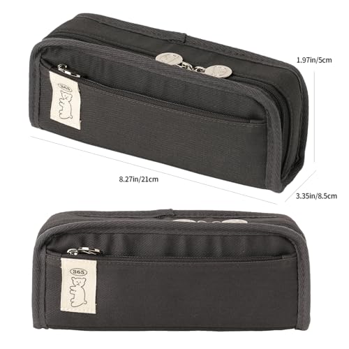 Image of Daily Black Pencil Case, Large Capacity Pencil Pouch with Ample Storage, Simple Design for Students and Professionals