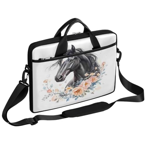Maletín para laptop con diseño caballo negro 15 pulgadas miniatura 1