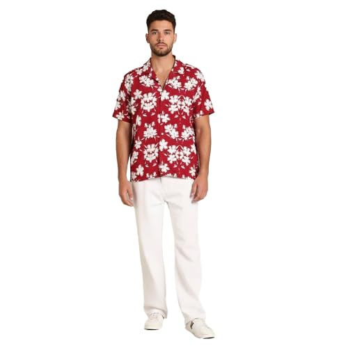 Image of LSD Men's Printed Casual Shirt - Half Sleeve Cuban Collar Regular Fit Trendy Stylish Viscose Shirt for Men, Office Party