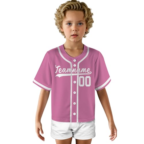 Lonhooker Boys Baseball Jersey Button Down Jersey Kids Hip pop Sport Jersey for Boys Girls