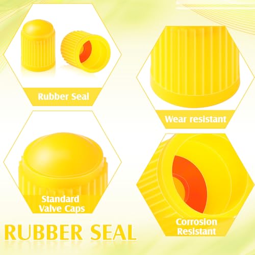 Image of Outus 20 Pack Tyre Valve Dust Caps for Car, Motorbike, Trucks, Bike, Bicycle (Yellow)