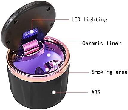 Ashtrays for Cigarettes Car Ashtray Multi-function Led Lights With Cover Car Supplies Auto Interior Accessories Home Ashtrays (Color : Gris)