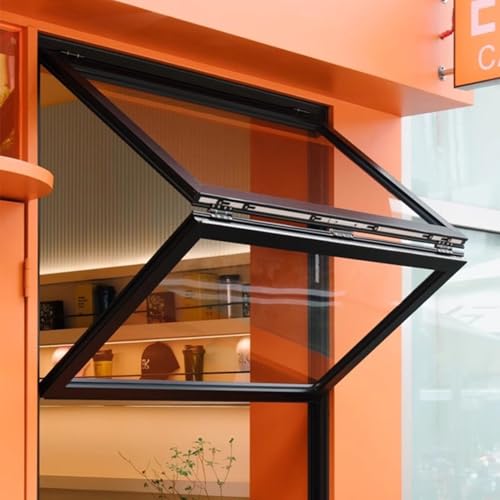 Ventana corrediza de aluminio para carrito de comida con puerta abatible 3