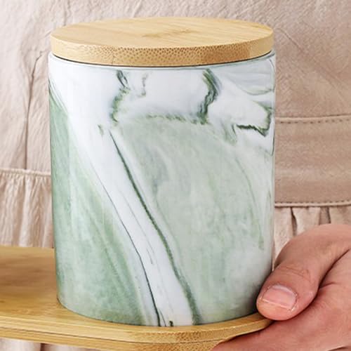 Image of UMAI Ceramic Jar with Bamboo Lid - 400ml| Air Tight Containers for Kitchen Storage | Multipurpose-Tea,Coffee,Snacks,Sugar,Salt,Dry Fruit,Pulses | Kitchen Organizer Items & Storage | Gift Items|Green