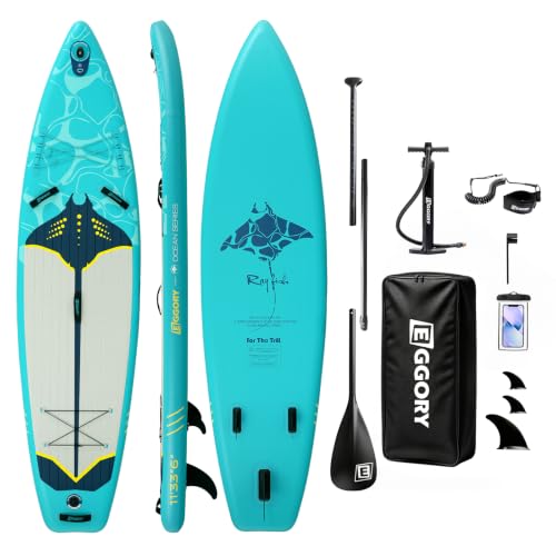 Image of Inflatable Paddle Board, Stand Up Paddle Board, Stable Design with Non-Slip Comfort Deck, Portable Travel Paddle Board for Adults & Beginners, Ocean Inspired Design