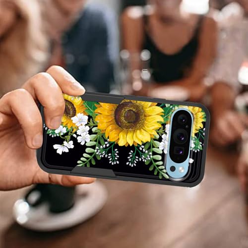 Vobber for Pixel 9/Pixel 9 Pro Case,Heavy Duty Dual Layer Hybrid Hard PC Soft Rubber Shockproof Protective Rugged Bumper Case for Google Pixel 9/Pixel 9 Pro 2024,Sunflowers Floral Patterns - image 7